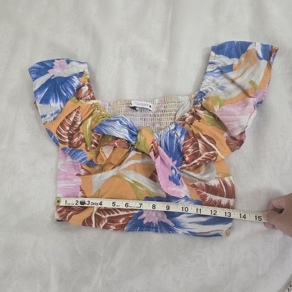 Zara Linen Fiesta Tropical Crop Top Size S Summer Beach Festival - Picture 12 of 13